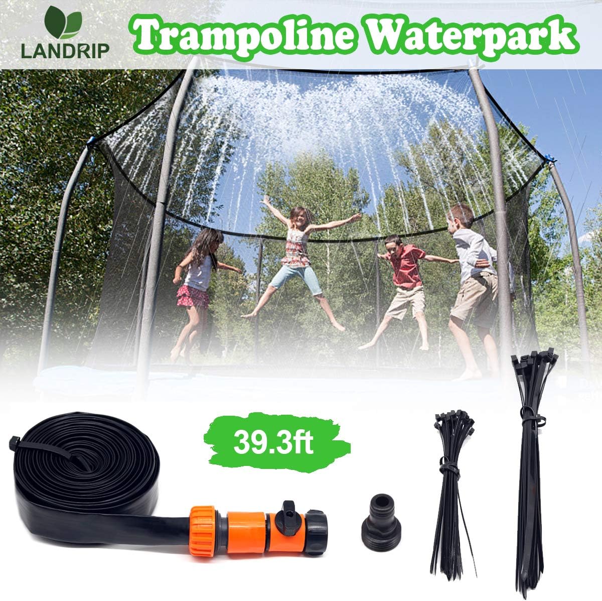 Landrip Trampoline Sprinklers for Kids, Water Hose for Trampoline, Trampoline Water Accessories Fun Summer Outdoor Water Game Toys for Boys and Girls(39.3 Feet)