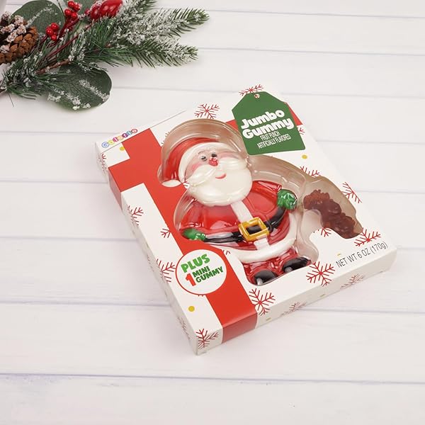 GALERIE JUMBO CHRISTMAS GUMMY, FRUIT PUNCH FLAVORED CANDY, STOCKING STUFFER GIFTS, STYLE MAY VARY, 6 OUNCES