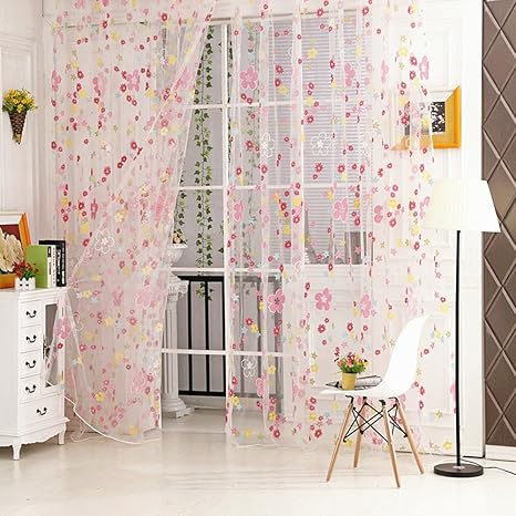 Buy Rrimin 1 Pcs Polyester Floral Door Window Curtain For Balcony