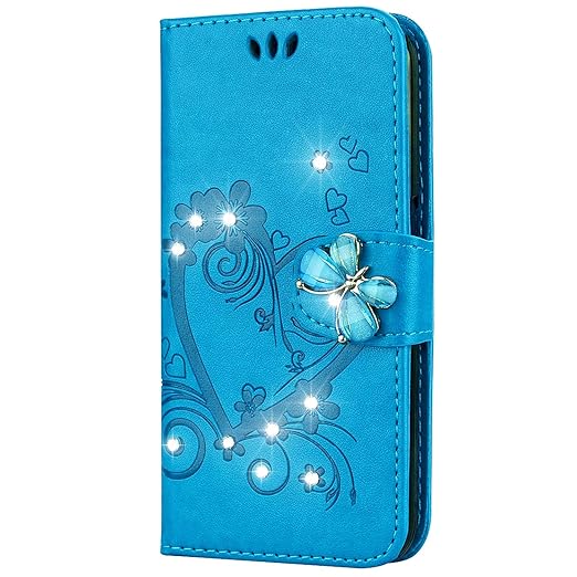 Dclbo Hülle für Samsung Galaxy S5 Mini, Schutzhülle Handyhülle Flip Case Leder Cover Tasche Hülle Glitzer Bling Diamant Stras