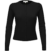 YEMAK Women's Knit Cardigan Sweater – Long Sleeve Crewneck Basic Classic Casual Button Down Soft Lightweight Knitted Top