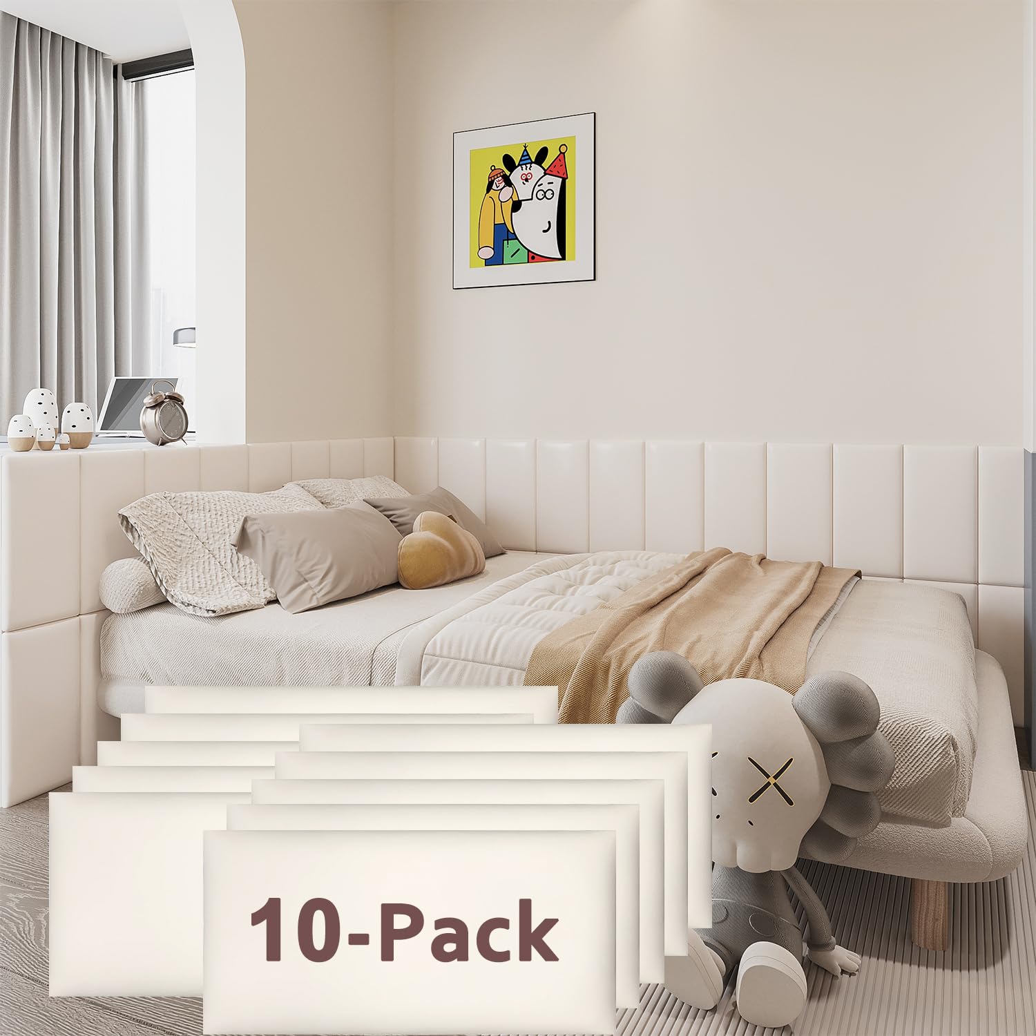Photo 1 of YU LI 3DH 3D Anti-Collision Wall Padding for Kids Self-Adhesive 10PCS White headboard Panels for Wall Peel and Stick headboard