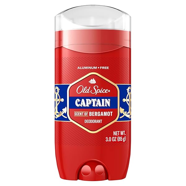 OLD SPICE ALUMINUM FREE DEODORANT FOR MEN, 24/7 ODOR PROTECTION, 24/7 FRESHNESS & LASTING SCENT, CAPTAIN WITH BERGAMOT SCENT, 3.0 OZ
