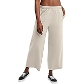 Hanes Originals Women's French Terry Wide Leg Crop Pants with Pockets