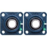 Jeremywell UCF210-32 Pillow Block Bearing (2 Pack), 2 inch Bore, 4-Bolt Flange Mounted, Solid Base, Self-Alignment, Sqaure