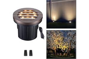 Varmtalys Landscape Well Lights, LED Low Voltage Ground Lights Outdoor, 12V IP67 Waterproof, Anti-Glare Wired Aluminum ORB for Driveway Walkway Path Tree 6W 350LM