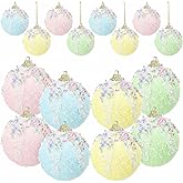 DEEKIN 12 Pack 2.36 Inch Pastel Christmas Ornament Set, Pastel Candy Ornaments for Christmas Tree Colorful Pink Blue Foam Gift with Glitter Sugar Decorations Balls for Holiday Birthday Home Decor