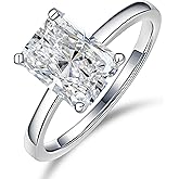 MOOSEA Radiant Cut Moissanite Rings for Women, 2CT Lab Created Moissanite 925 Sterling Silver Engagement Rings for Women Classic Solitaire Engagement Ring