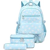 Joyfulife School Backpack and Lunch Bag Set for Girls, Lightweight Teen Backpacks for Girls School Bags Kids Backpack with Lunch Box and Pencil Case