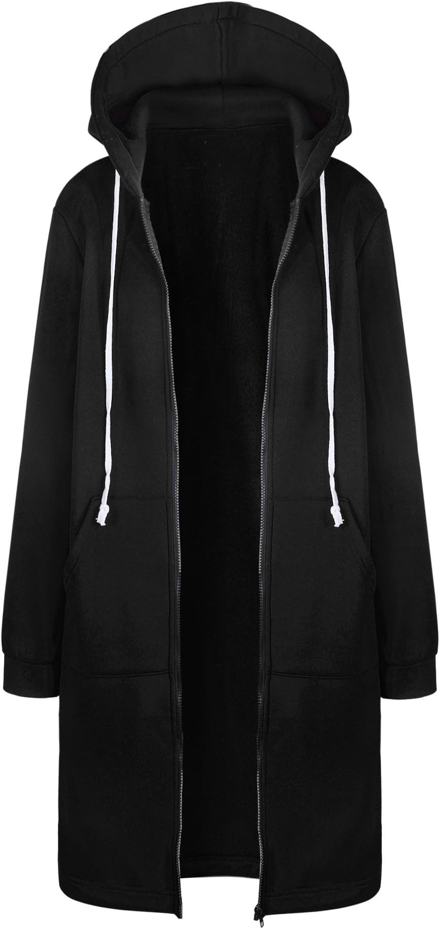 BAINASIQI Women Warm Zipper Open Hoodies Sweatshirt Long Coat Jacket Tops Outwear