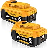 2Packs Replacement for Dewalt 20V 5000mAh Battery 20V Max Battery Compatible with DCB206 DCB200 DCB201 DCB204 20 Volt Lithium