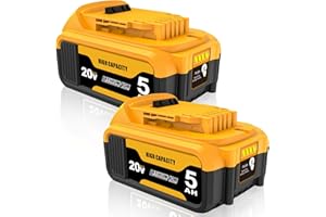 2Packs Replacement for Dewalt 20V 5000mAh Battery 20V Max Battery Compatible with DCB206 DCB200 DCB201 DCB204 20 Volt Lithium