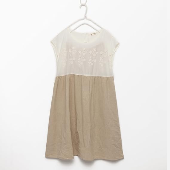 Amazon サマンサモスモス Sm2 綿麻刺繍切替ワンピース ベージュ M ワンピース チュニック 通販