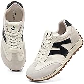 somiliss Wide Toe Sneakers for Women Breathable Fabric Leather Suede Upper Non-Slip PU TPR Outsole Walking Shoes Tennis Running Fashion Sneakers