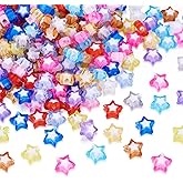 Craftdady Star Acrylic Beads 360Pcs Transparent Colorful Bead Inside Plastic Star 9x9.5mm Loose Spacer Beads Stars Craft Bead for Jewelry Making Necklace Bracelet Keychain Accessories