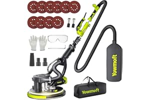 Yowmoft Drywall Sander with Vacuum Dust Collector, 880W Popcorn Ceiling Removal Tool with 5 Variable Speed & LED Light, 1000-