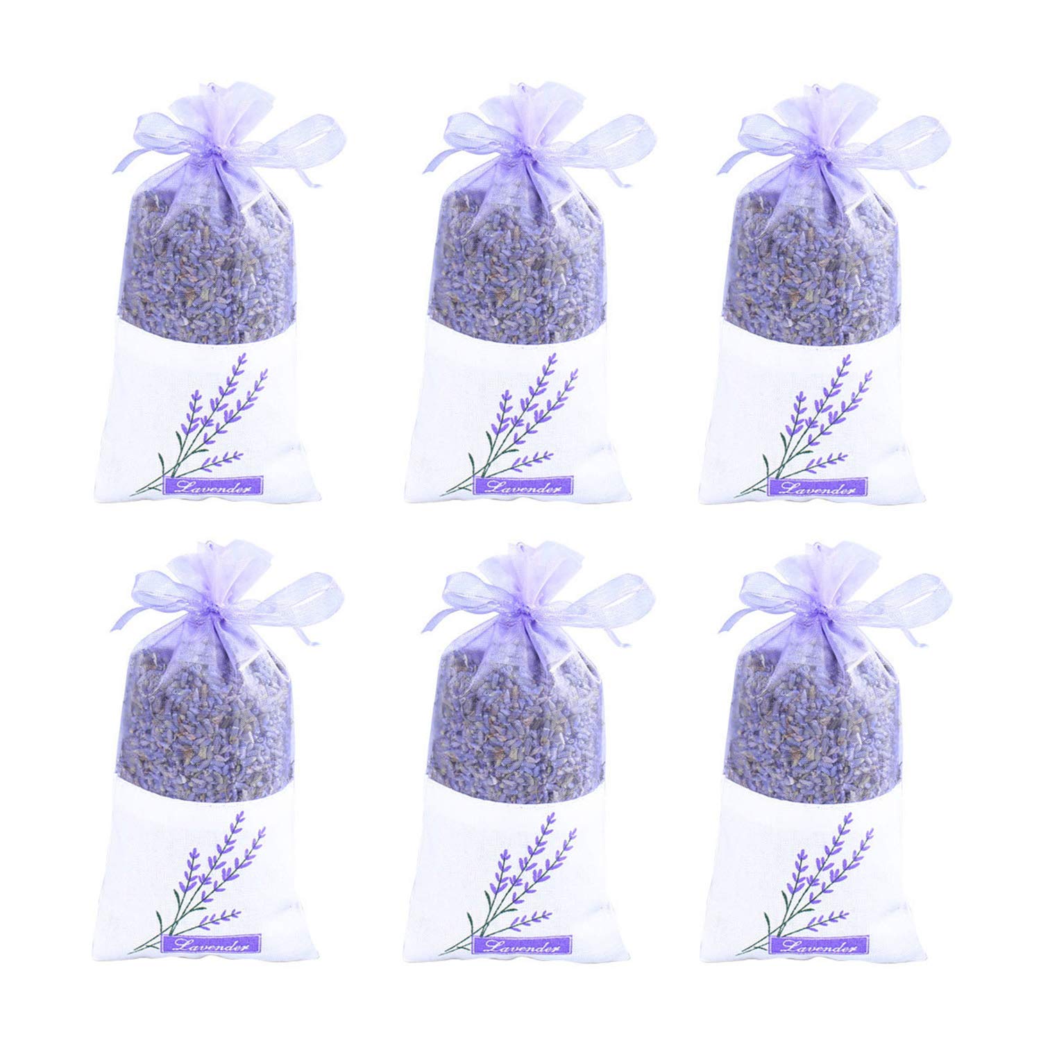 TooGet Lavender Sachet Bags - Natural Ultra Blue Lavender Buds for Home Fragrance and Room Decorations - Pack of 6