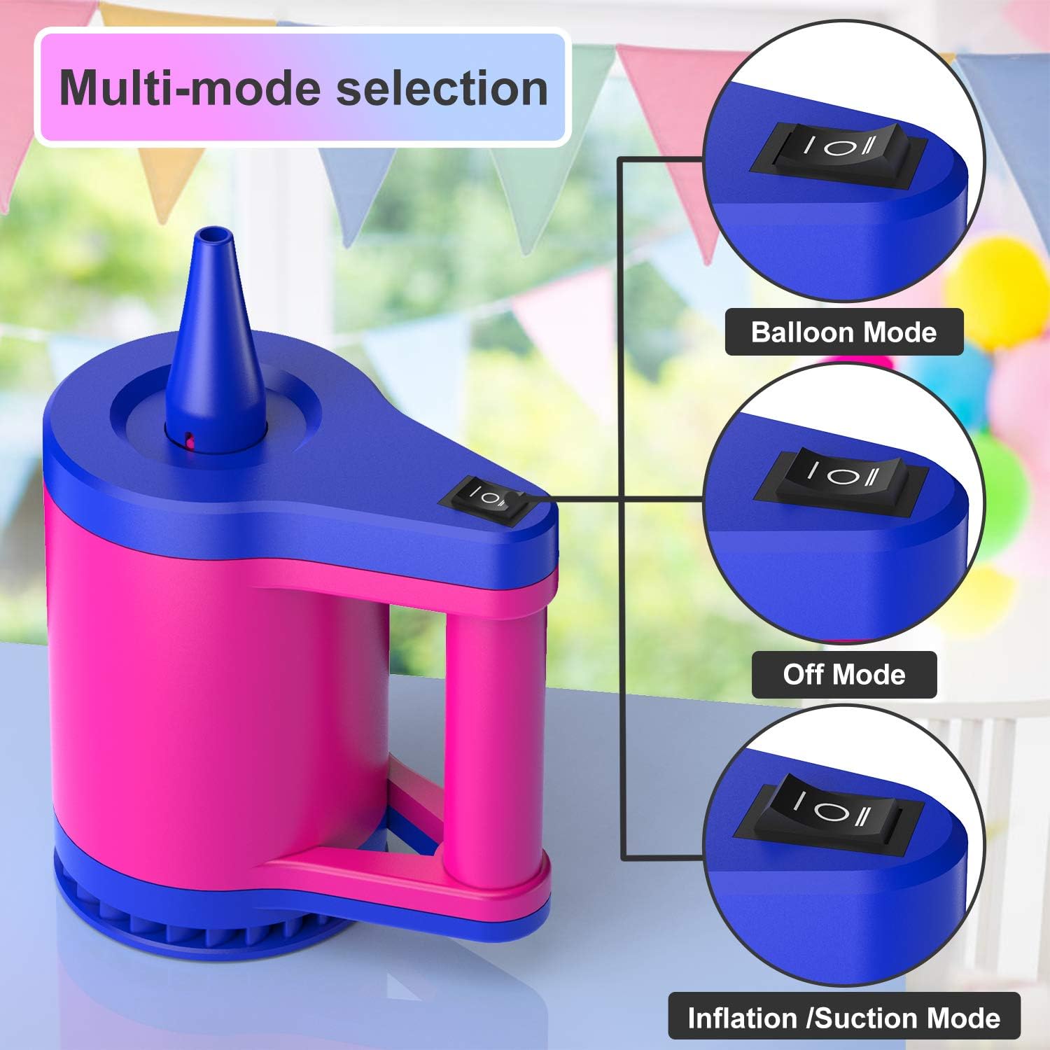 Pumteck 2 in 1 Electric Balloon Pump and Air pump for Inflatables,Air Mattress Pump,Quick-Fill Electric Inflator with 5 Nozzle for Inflating/Deflating Air Mattress/Raft/Bed/Boat/Pool Toy/Yoga Ball: Toys & Games