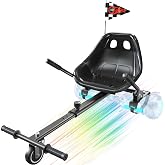 Awwscooter Hoverboard Seat Attachment for Go-Kart | Fits 6.5 8 10 inch Boards, 360 Degree Front Wheel, Foam Padded Handles, Adjustable Frame, Sturdy Steel Build, 1 Year Warranty