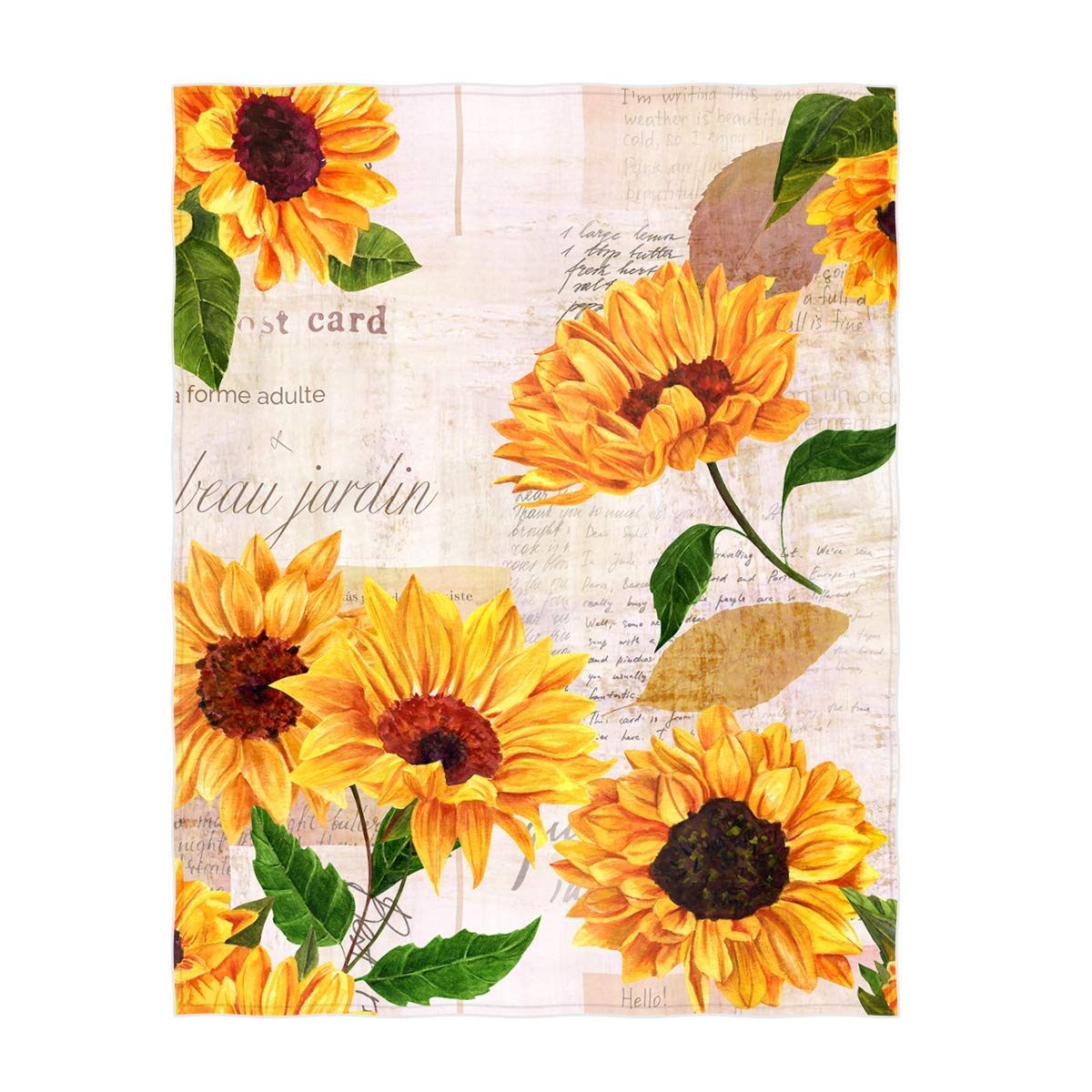 Photo 1 of 60 x 80 Inch Sunflowers Super Soft Throw Blanket for Bed Sofa Lightweight Blanket for All Seasons