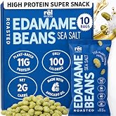 Rel Snacks Sea Salt Roasted Edamame Beans, High Protein Low Carb Snack, 11g Plant Protein, 2g Net Carbs, Keto, Vegan, Non-GMO, Made with Avocado Oil, 10 Single Serve 0.9 oz Packs