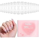 Beetles Tipex Lite Valentine’s Day Heart Cutout Nail Tips, Pre-Built Apex Almond Medium, 16 Sizes 256pcs, Flat Nail Friendly Acrylic Tips, Easy DIY for Beginners