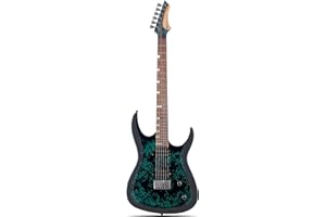 Leo Jaymz Tornado 6-String Electric Guitar, Okoume Body, Maple Neck, Laurel Fingerboard, Dual Alnico V Pickups, Locking Tuners, 3-Way Switch, 24 Frets (Ice Green Black)