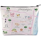 WZMPA Philadelphia City Map Cosmetic Bag - Travel Souvenir Gift - Long Distance Relationship Makeup Zipper Pouch