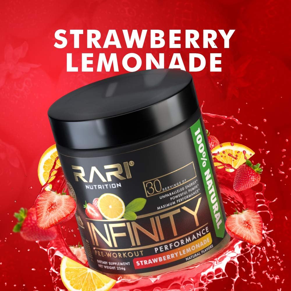 RARI Nutrition - Infinity Pre Workout Powder - Natural Preworkout Supplement for Men and Women - Keto and Vegan Friendly - No Creatine - 30 Servings - (Strawberry Lemonade): Health & Personal Care