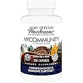 Host Defense MyCommunity Capsules - 17 Species Blend Mushroom Supplement for Immune Support - Herbal Aid with Lion's Mane, Reishi. Chaga, Cordyceps, Turkey Tail & More - 120 Capsules