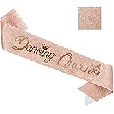 Dancing Queen Sash Pink Gold Glitter Funny Happy Birthday Party Supplies for Women Party Accessories Party Decor Funny Birthday Decor