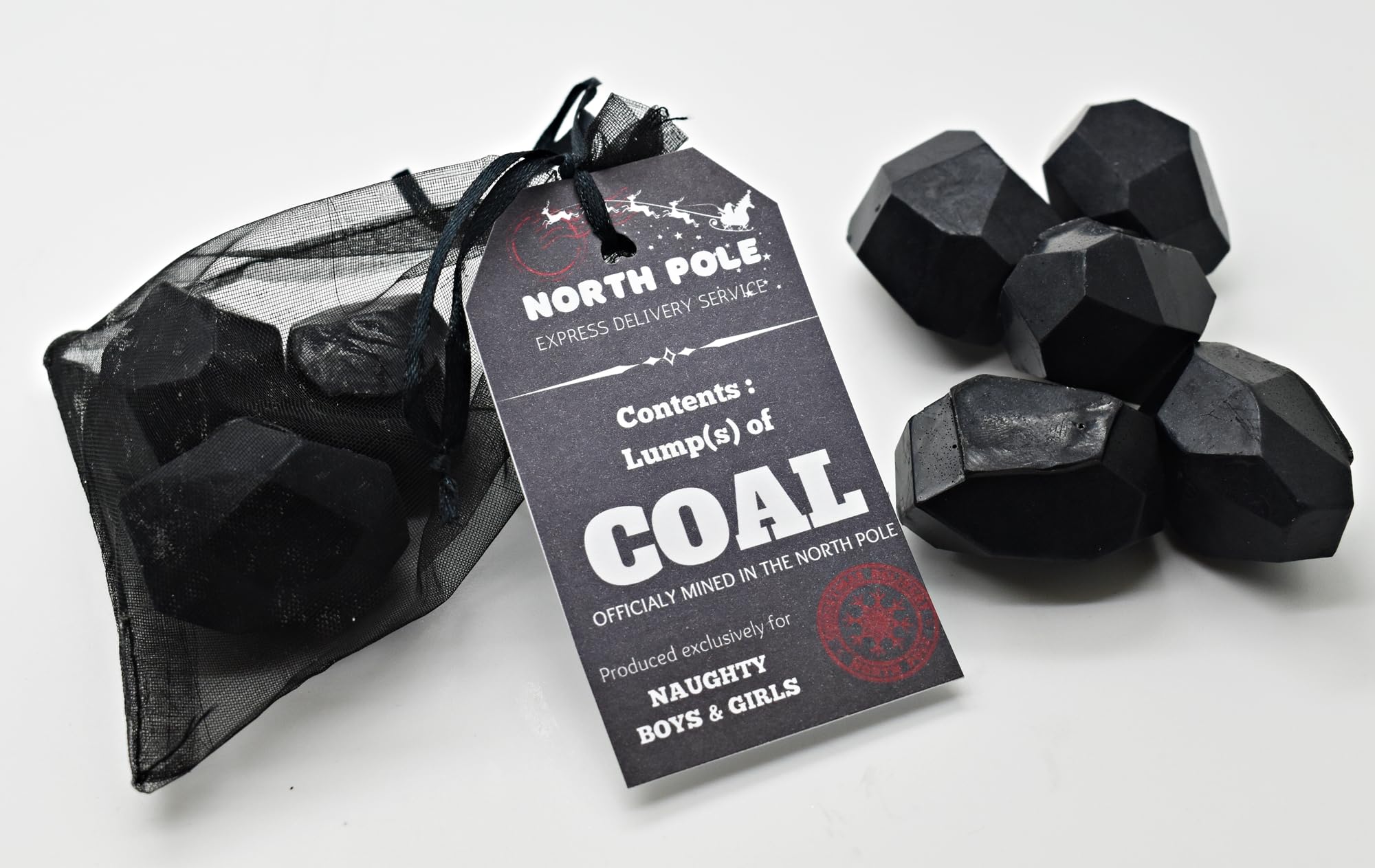 BAG of COAL - Soap Christmas Gift Stocking Filler Funny Novelty Secret Santa Kids Children Girl Boy - Vegan Friendly (2 bags)
