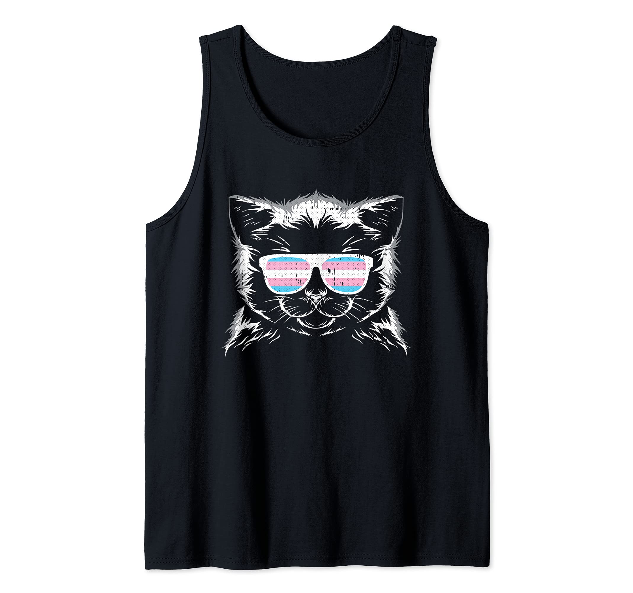 Cat Sunglasses Trans-gender Pride Kitten LGBT-Q Proud Ally Tank Top