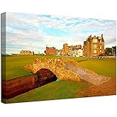 St Andrews Golf Course Wall Art for Living Room Bedroom Home Decorations Golf Course Swilcan Bridge St Andrews Picture Poster Framed Artwork Canvas Prints Ready to Hang(18''H x 24''W)