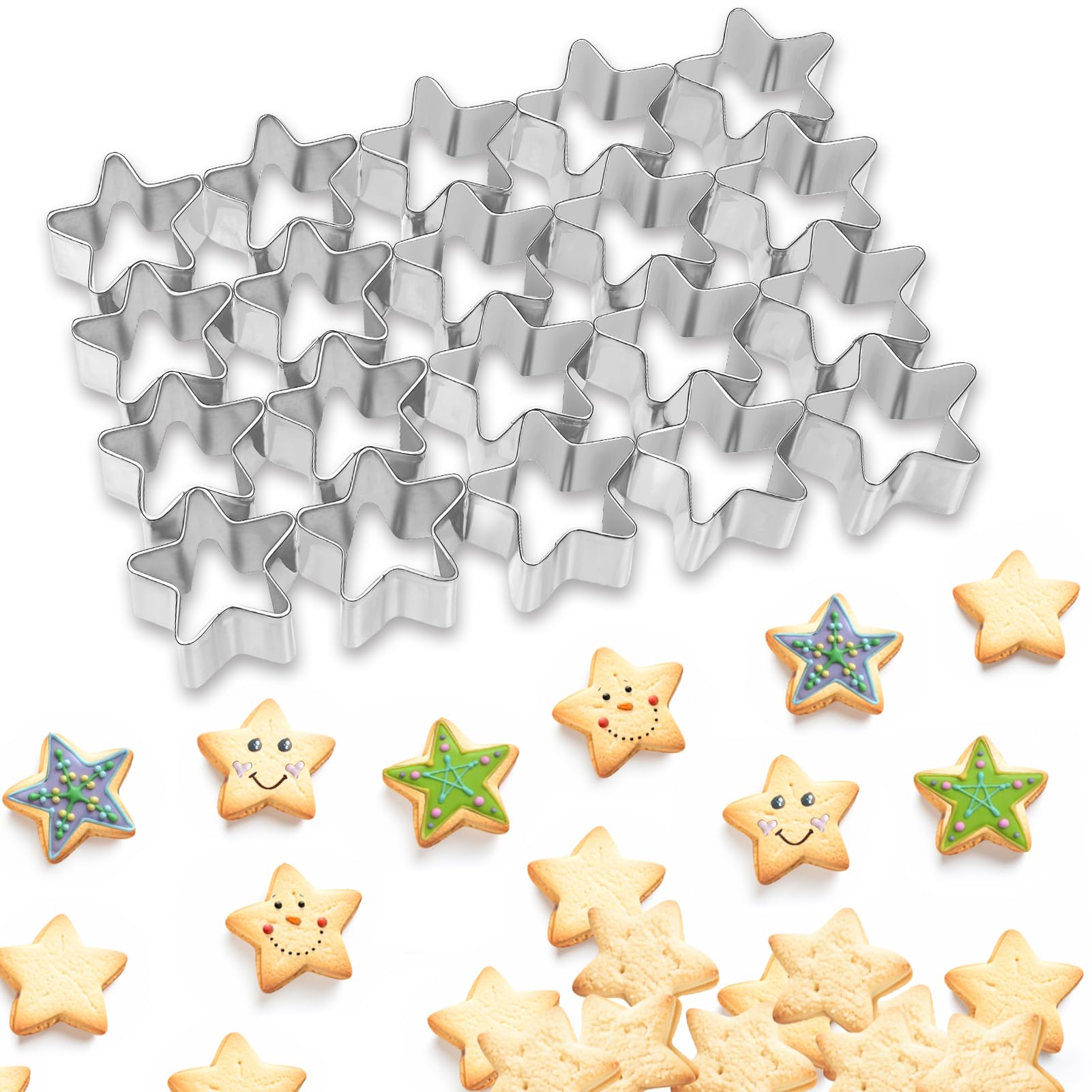 Photo 1 of AIERSA Star Cookie Cutter, 20 Cavity Small Star Cookie Cutter, 1 Inch Mini Star Cookie Cutter, Star Shaped Cookie Cutter, Metal Tiny Star Cookie Cutter for Food
