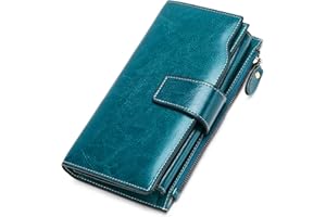 SENDEFN Women Leather Wallets RFID Blocking Clutch Card Holder Ladies Purse with Zipper Pocket
