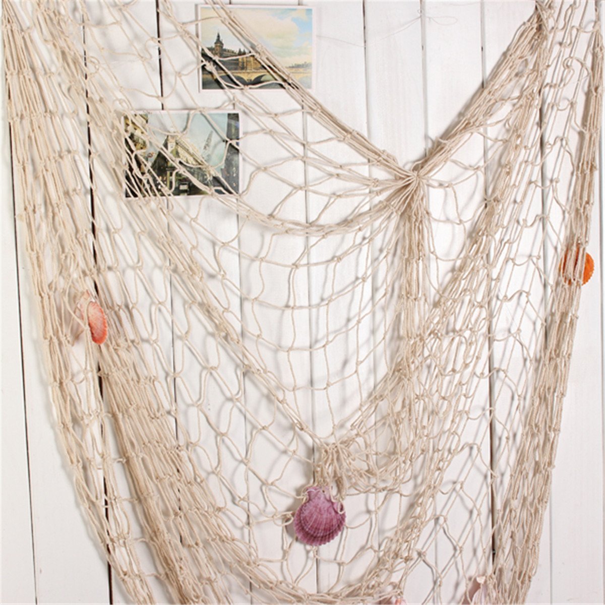 Doitb Mediterranean Style Decorative Fish Net with Shells Nautical