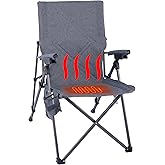 SUNNYFEEL Outdoor Reclining Camping Chairs Adjustable 3 Position Foldable Heavy Duty Adults 300 LBS Capacity for Adults Lounge with Cup Holder, Heated Folding Camp Chair Lawn Patio Outdoor Porch