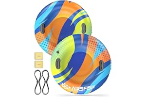 Snow Tube with Towable Leash, AirsFish Inflatable Snow Sled for Children Adults Heavy Duty Cover Wear-Resistant & Antifreeze Material Sledding Tubes for Winter Sports