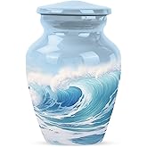 KARYLIZ Ocean Urns for Human Ashes Keepsake Male - Small Burial Urn for Adult Female - Cremation Mini Urn for Ashes for Women - Human Urns for Dad 3 Inch