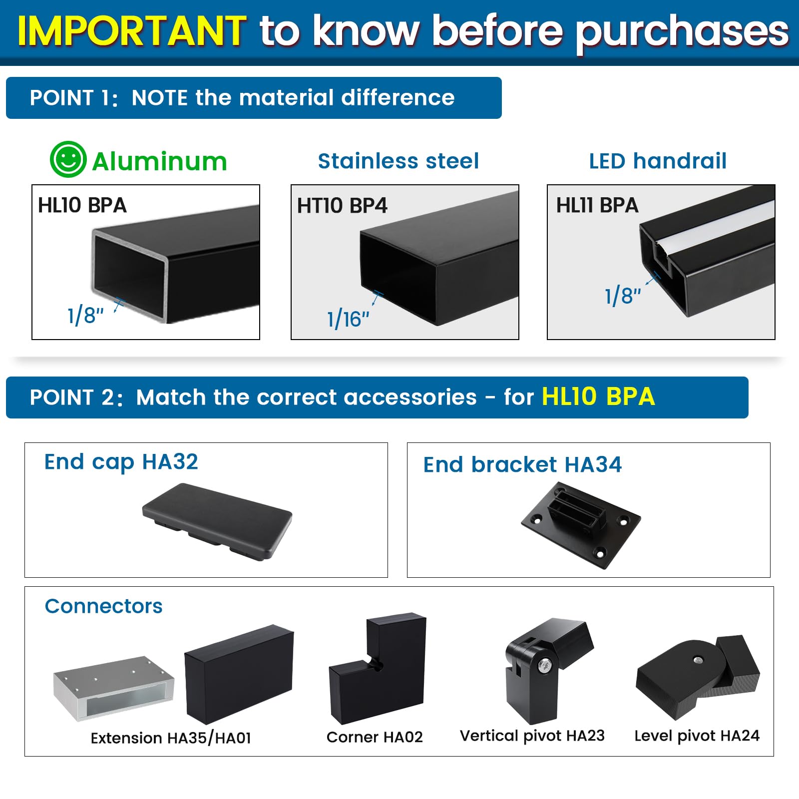 Mua 6'6" Aluminum Handrail Black Rectangular Handrail Flat Top Rail