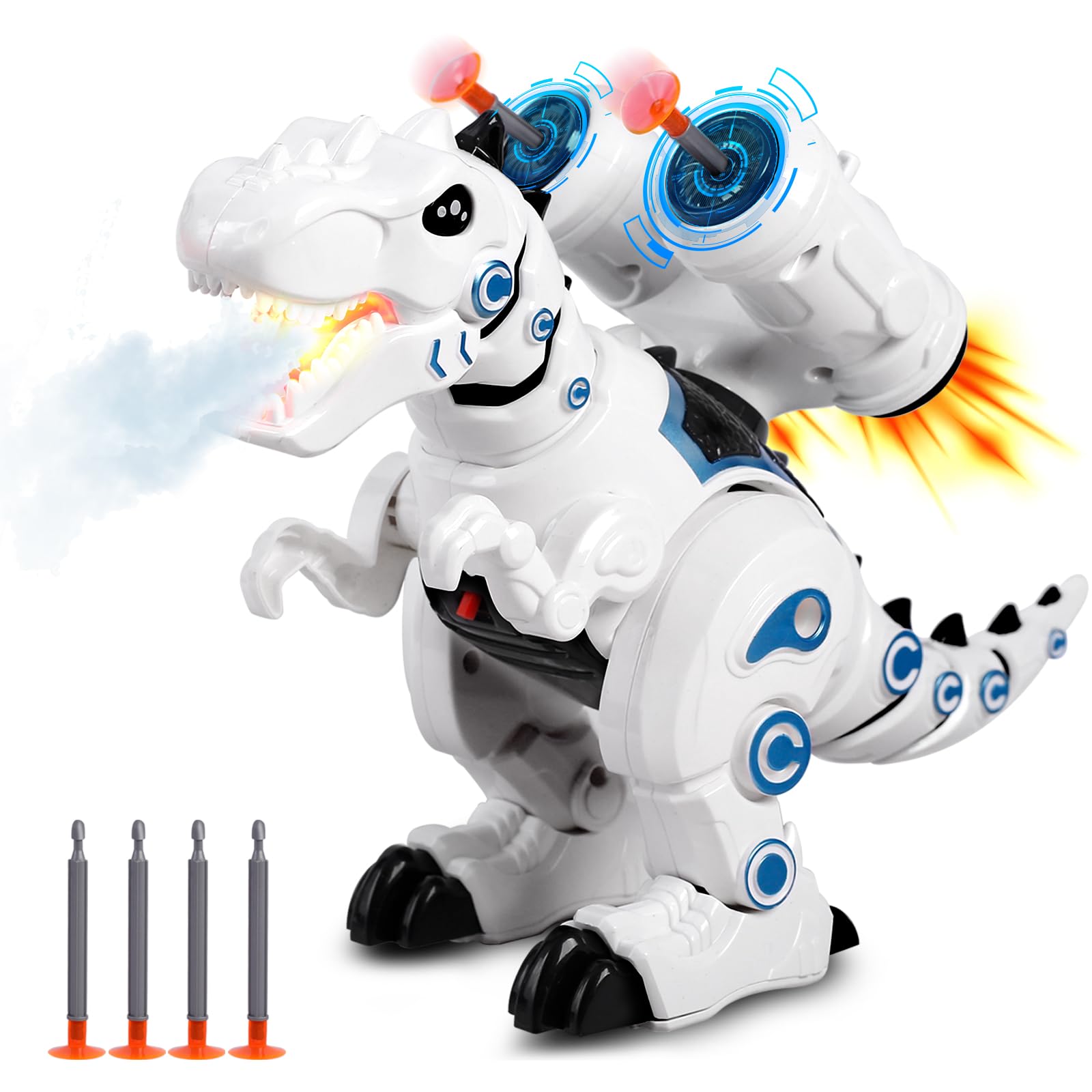 Photo 1 of HOPANDOS Dinosaur Toys for Kids 3-5 – Shoot Darts, Mist Spray & Walking Robot Dino with Roaring Sounds & Lights, Educational STEM Learning Toys for Boys Girls, Birthday Gift for Toddlers