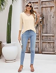 Sherosa Womens Tops Loose Fitting Shirts 3/4 Sleeve