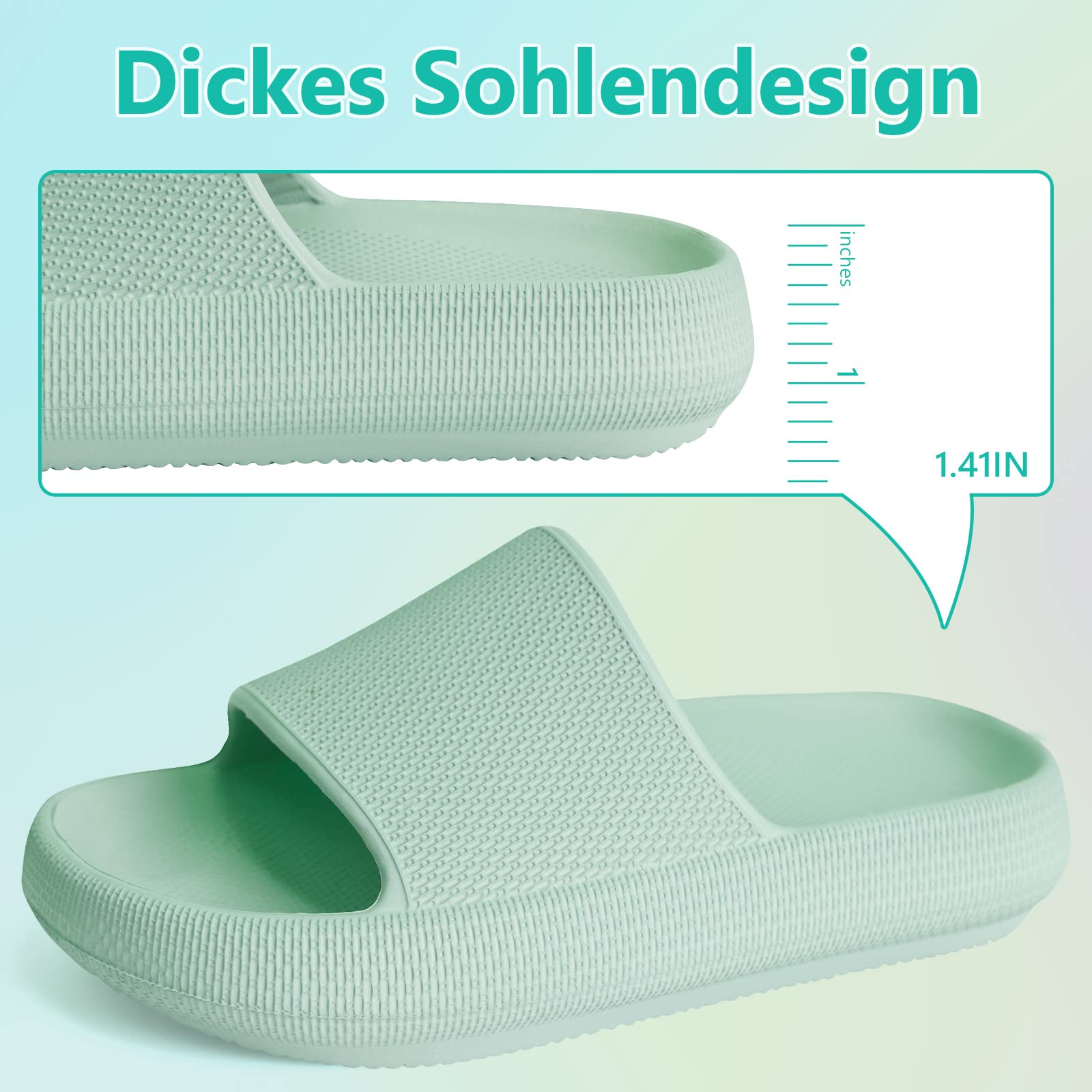 Buwege Unisex Kinder Badelatschen Jungen Mädchen Badeschlappen Cozy Slides Wolken Schlappen Original Eva Weiche Dicke Sohle rutschfeste Schwimmbad Strand Badeschuhe Grün 33 EU 6
