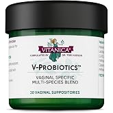 Vitanica V-Probiotics, Blend with L. Crispatus, 30 Vaginal Suppositories | Women's Suppository for Vaginal Health, Blend Includes L. Crispatus, L. Gasseri, L. Jensenii, L. Reuteri and L. Rhamnosus