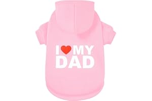 GreenJoy Dog Sweater Dog Hoodie Cold Weather Dog Coat Hooded Sweatshirt for Puppies,Cats, Small Medium Large Dogs (Pink(I Love My Dad), Large)