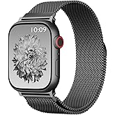 Magnetic Mesh Metal Compatible with Apple Watch Band 49mm 46mm 45mm 44mm 42mm 41mm 40mm 38mm Men and Women, Stainless Steel L