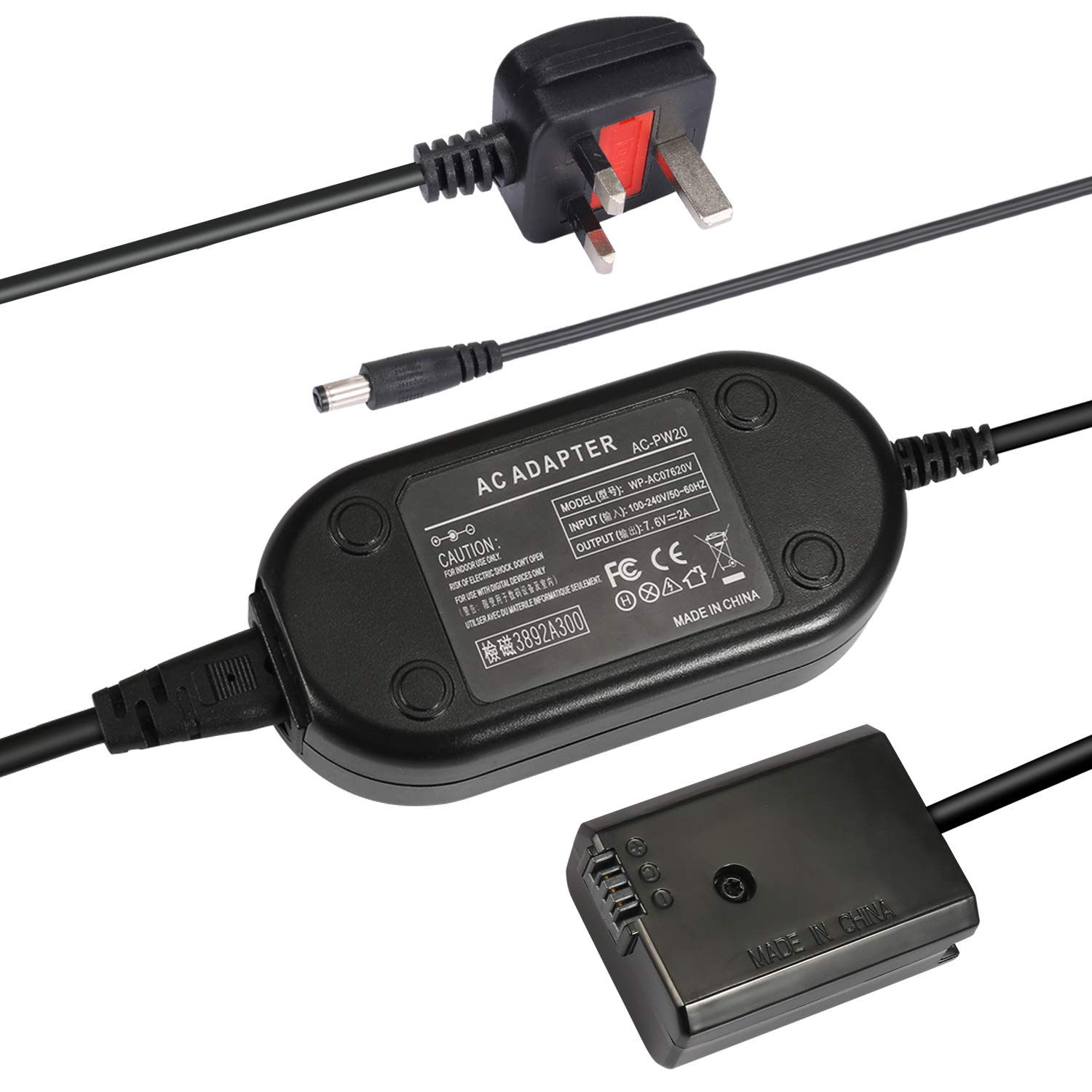Wmythk AC-PW20 DC Coupler Charger Kit and AC Adapter Power Supply for Sony Alpha NEX5 NEX7 A7 A7R A7II A6000 A5100 and More (Replacement for NP-FW50 Battery)