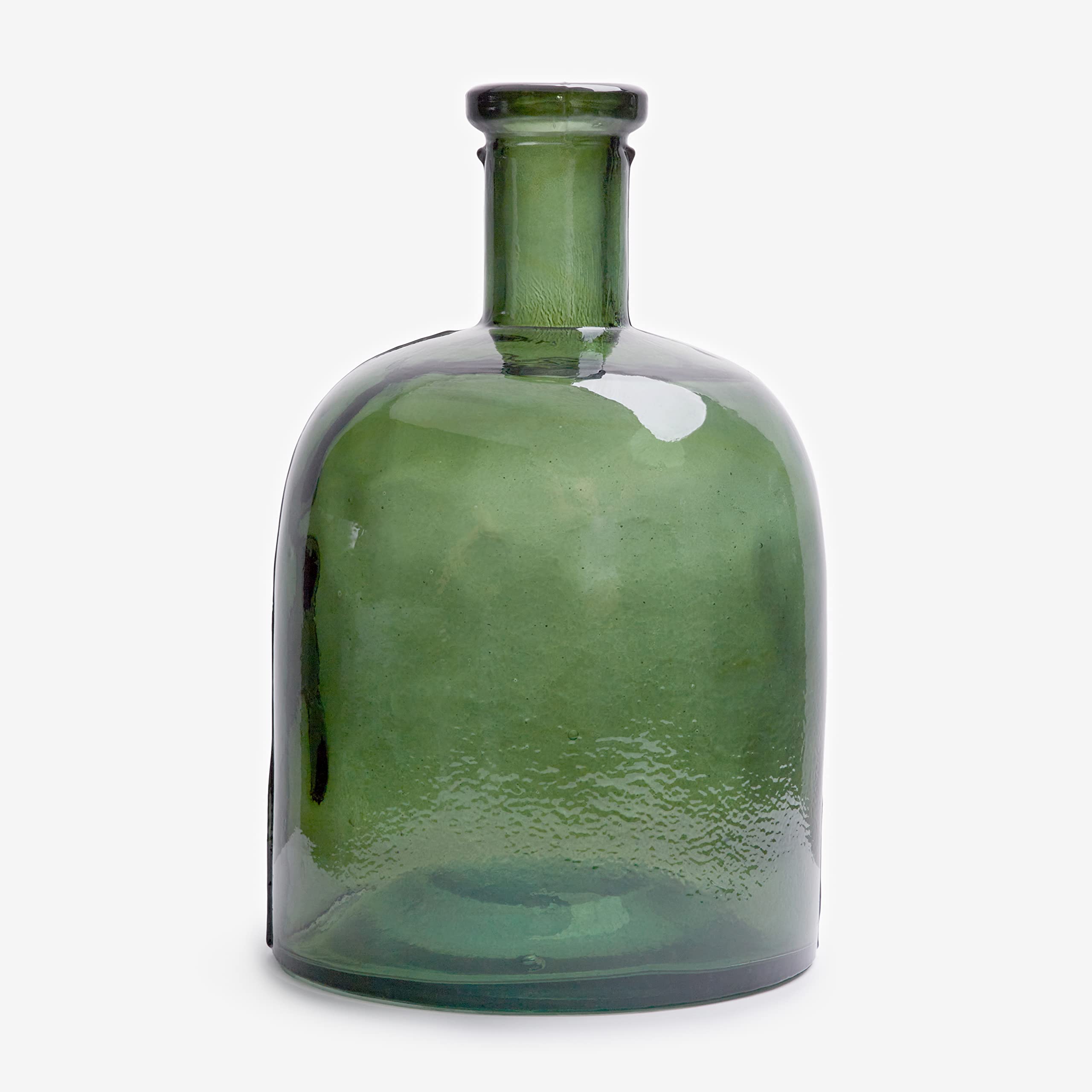 Plain Recycled Glass Wide Bottle Handmade Mediterranean Style Glass Carafe for Home Decor, Vase, Flower Vase (Olive Green) — image 1
