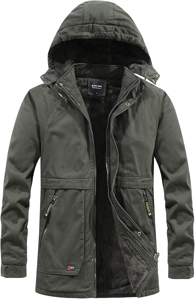 PANJIA Men's Winter Thicken Cotton Parka Jacket with Removable Hood